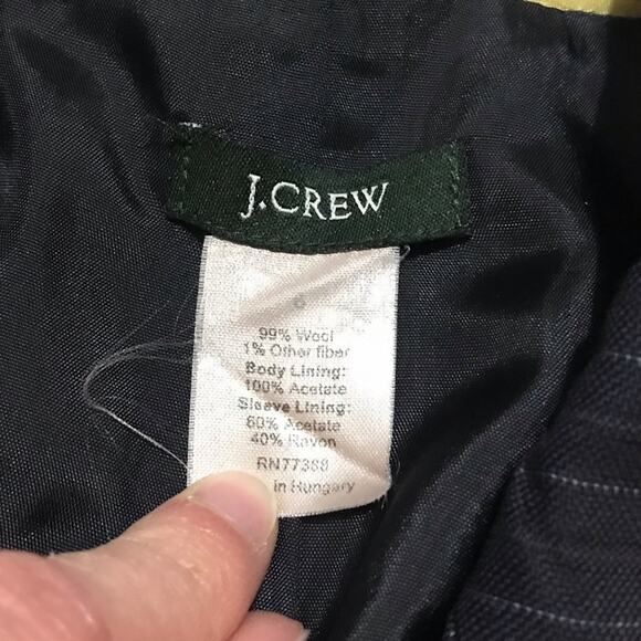 J Crew Wool Navy Blue Pin Stripe Blazer Jacket Size 6 Office Business Career - Picture 2 of 3